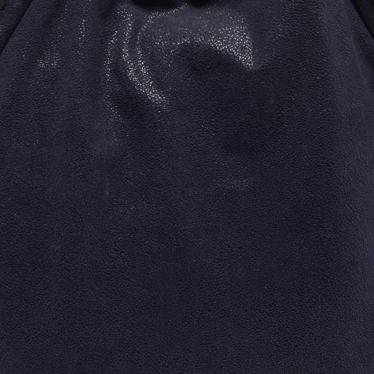 Pre Owned Stella McCartney Falabella Small Navy Blue Faux Suede Tote