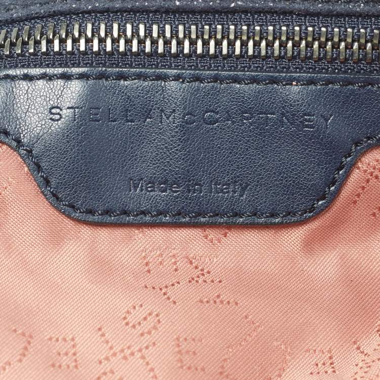 Pre Owned Stella McCartney Falabella Small Navy Blue Faux Suede Tote