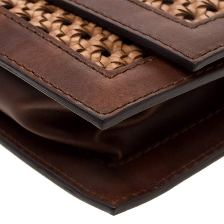 Pre Owned Stella McCartney Woven Faux Leather Flap Clutch