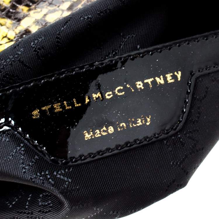 مملوكة مسبقًا Stella McCartney Yellow/Black Python Faux Leather Falabella Flap Shoulder Bag
