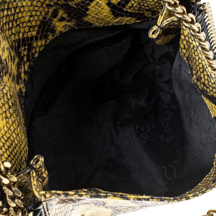 مملوكة مسبقًا Stella McCartney Yellow/Black Python Faux Leather Falabella Flap Shoulder Bag