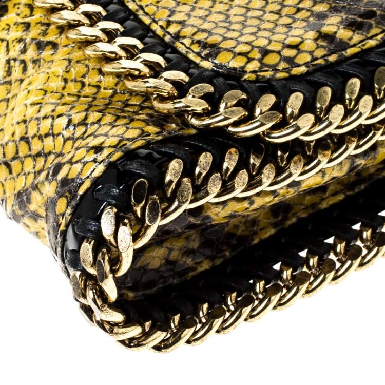 مملوكة مسبقًا Stella McCartney Yellow/Black Python Faux Leather Falabella Flap Shoulder Bag