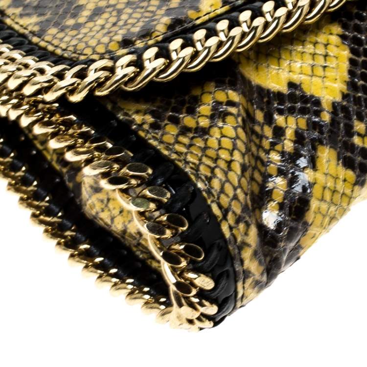 مملوكة مس�بقًا Stella McCartney Yellow/Black Python Faux Leather Falabella Flap Shoulder Bag