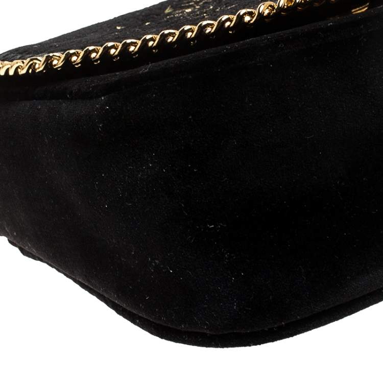 Pre Owned Stella McCartney Black Velvet Volcano Embroidered Mini Falabella Shoulder Bag