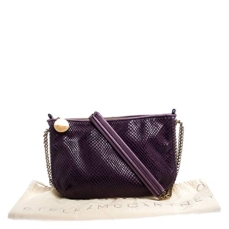 Pre Owned Stella McCartney Purple Faux Python Leather Chain Shoulder Bag