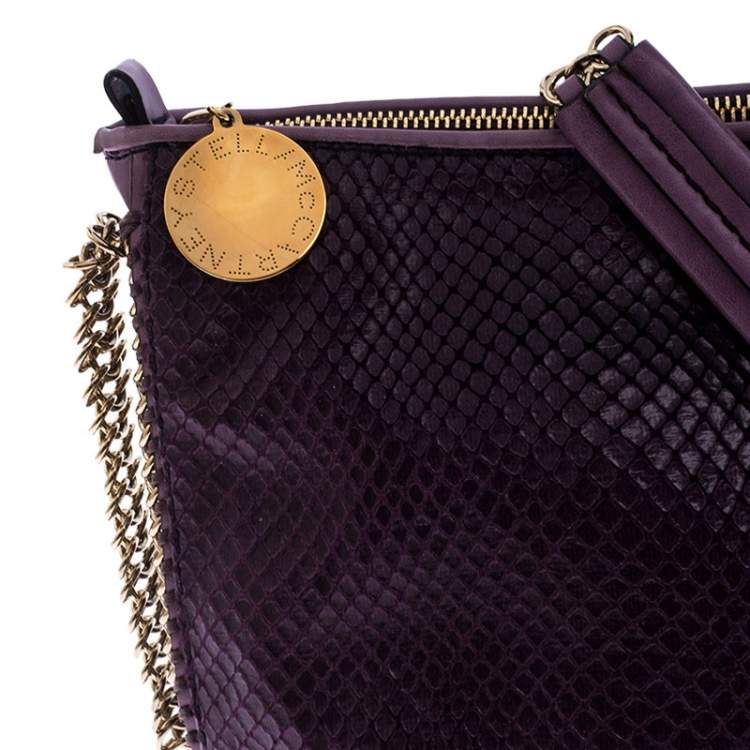 Pre Owned Stella McCartney Purple Faux Python Leather Chain Shoulder Bag