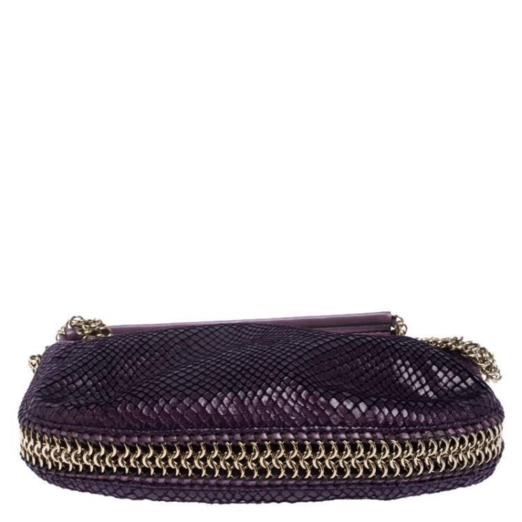 Pre Owned Stella McCartney Purple Faux Python Leather Chain Shoulder Bag