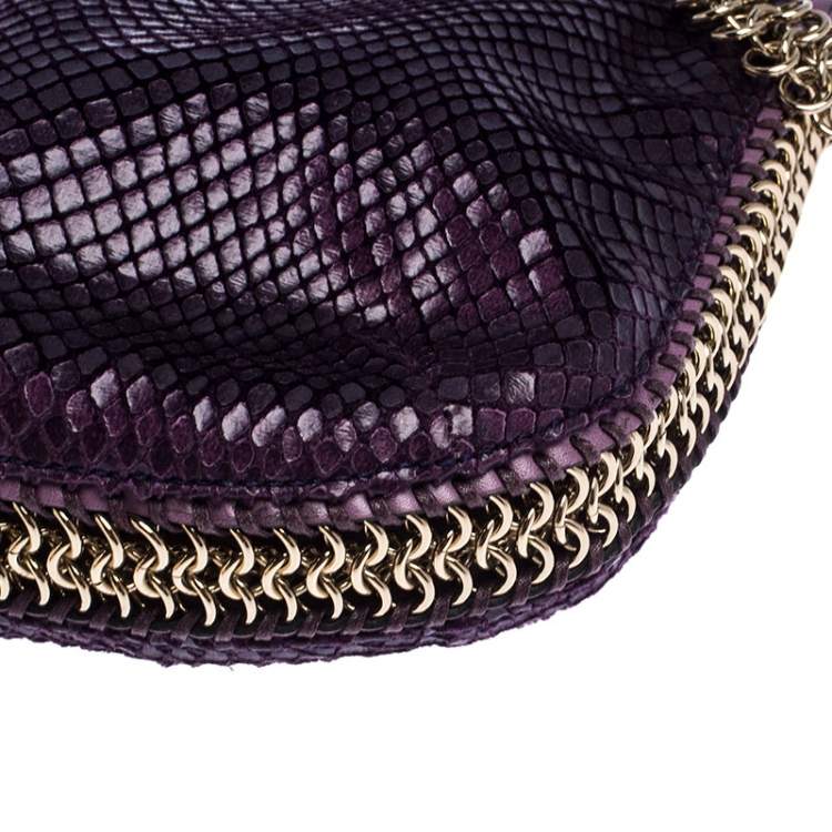 Pre Owned Stella McCartney Purple Faux Python Leather Chain Shoulder Bag