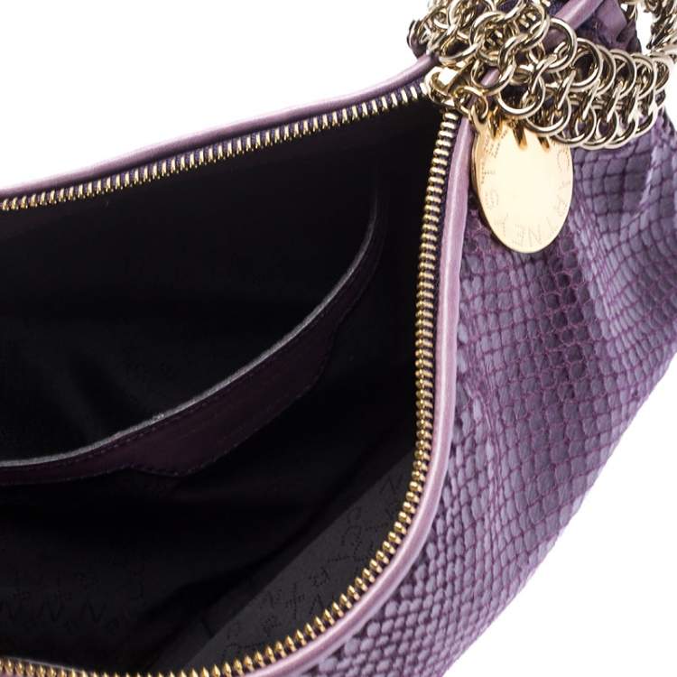 Pre Owned Stella McCartney Purple Faux Python Leather Chain Shoulder Bag