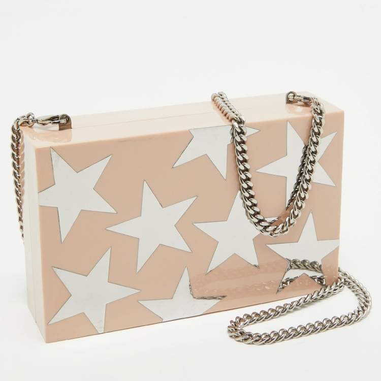 Pre Owned Stella McCartney Blush Pink Plexiglass Stars Chain Clutch