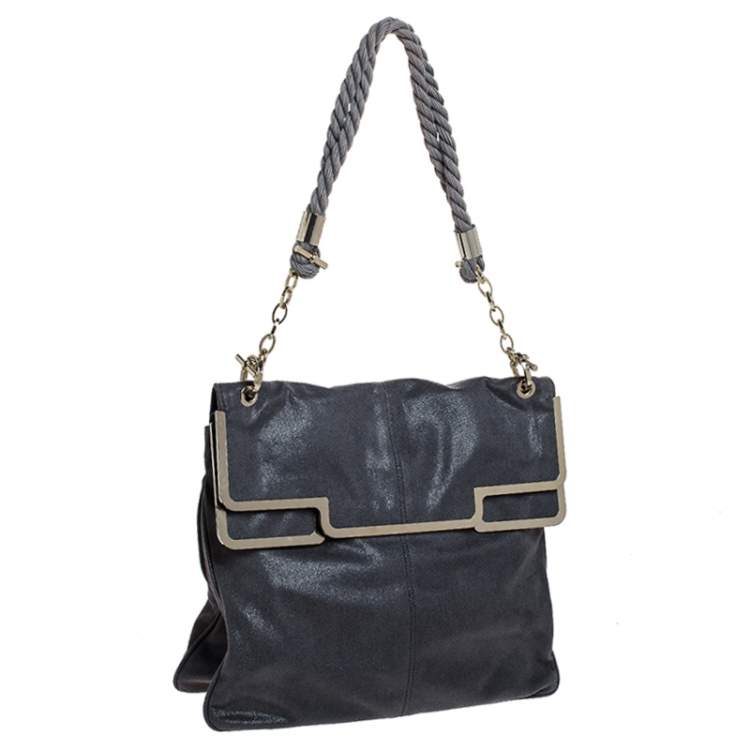 مملوكة مسبقًا Stella McCartney Grey Faux Leather Bordered Shoulder Bag