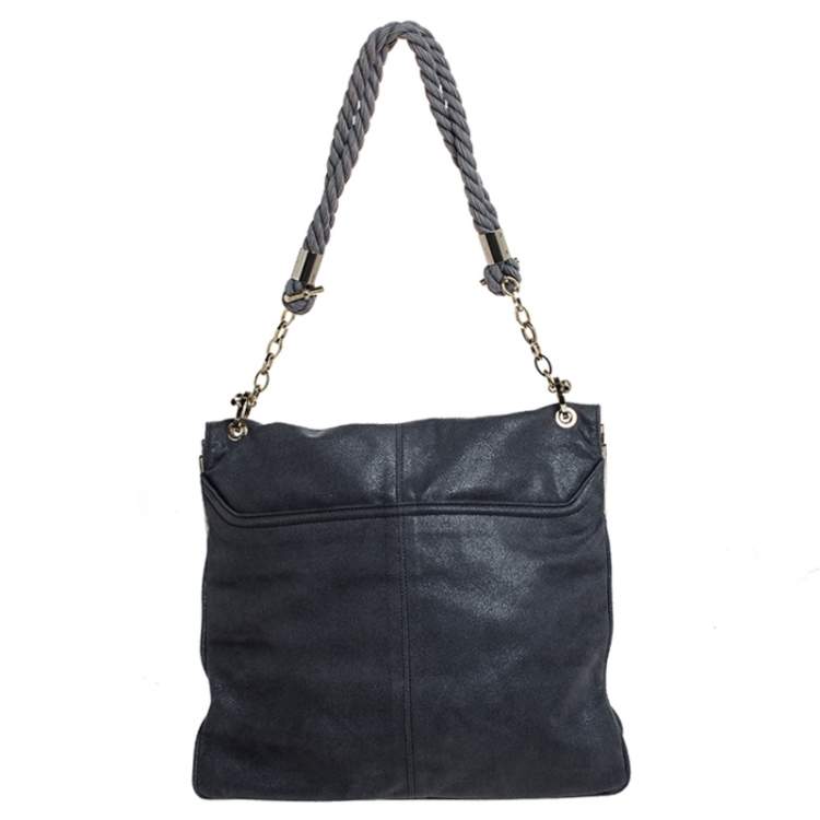 مملوكة مسبقًا Stella McCartney Grey Faux Leather Bordered Shoulder Bag