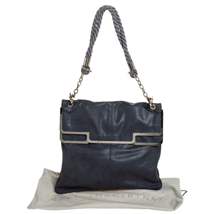 مملوكة مسبقًا Stella McCartney Grey Faux Leather Bordered Shoulder Bag