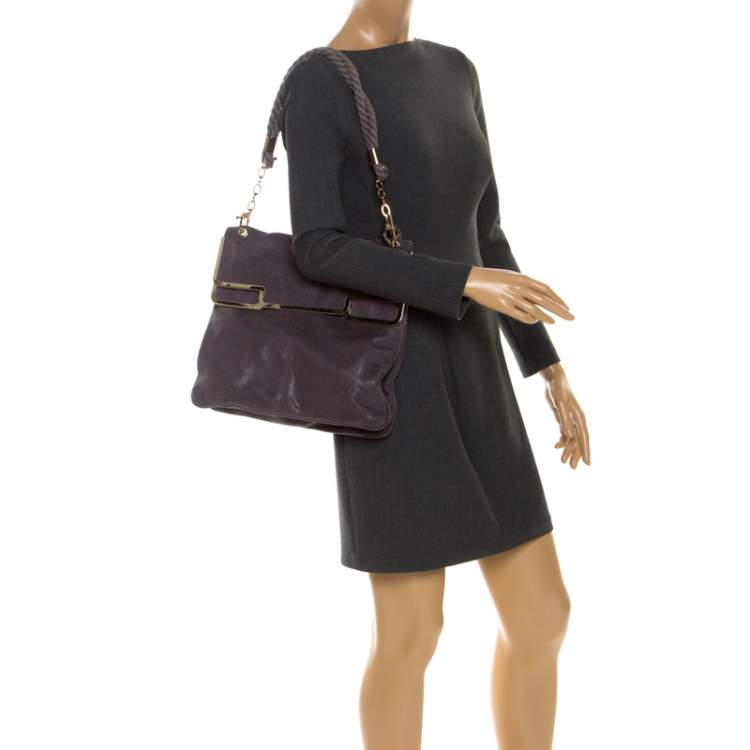 مملوكة مسبقًا Stella McCartney Grey Faux Leather Bordered Shoulder Bag