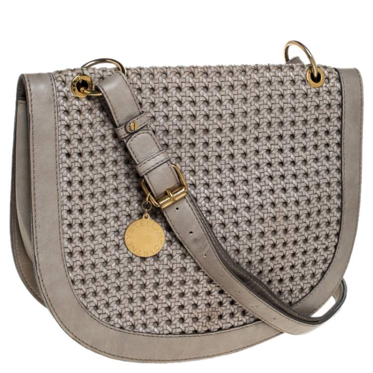 Pre Owned Stella McCartney Grey Woven Leather Alexa Flap Shoulder Bag
