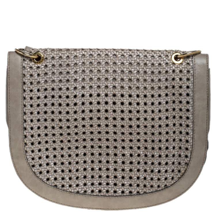 Pre Owned Stella McCartney Grey Woven Leather Alexa Flap Shoulder Bag