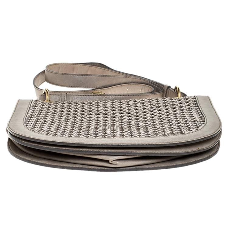 Pre Owned Stella McCartney Grey Woven Leather Alexa Flap Shoulder Bag