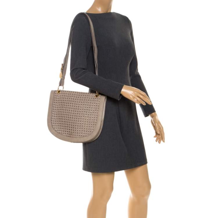 Pre Owned Stella McCartney Grey Woven Leather Alexa Flap Shoulder Bag