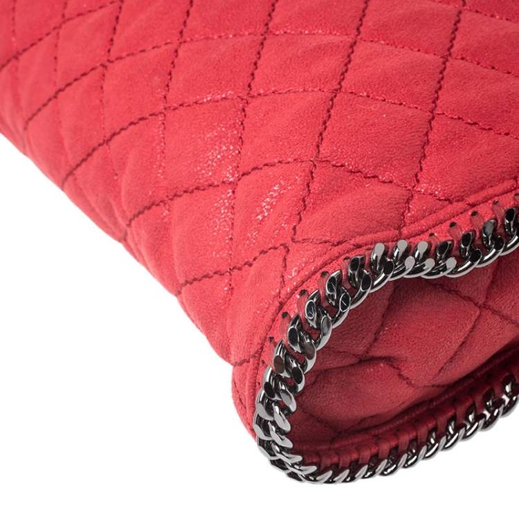 Pre Owned Stella McCartney Red Quilted Faux Leather Small Falabella Tote