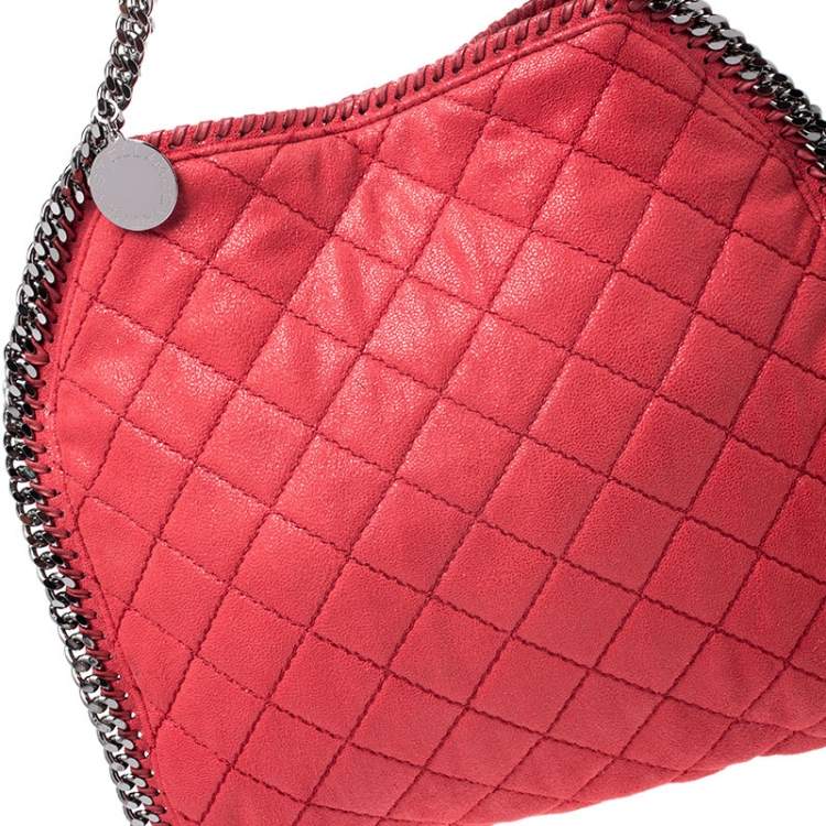 Pre Owned Stella McCartney Red Quilted Faux Leather Small Falabella Tote