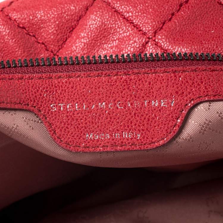 Pre Owned Stella McCartney Red Quilted Faux Leather Small Falabella Tote