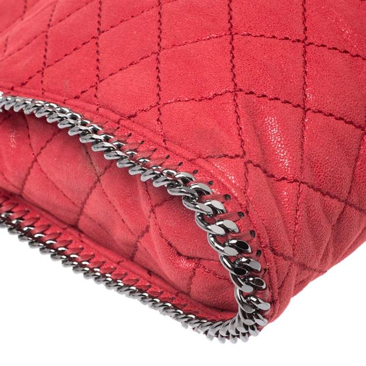 Pre Owned Stella McCartney Red Quilted Faux Leather Small Falabella Tote