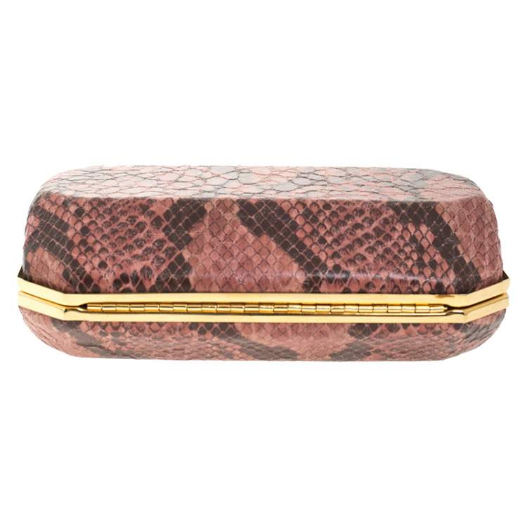 مملوكة مسبقًا Stella McCartney Pink/Black Faux Python Leather Lucia Clutch