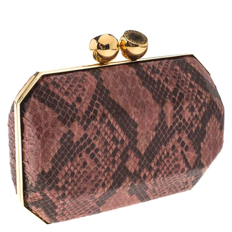 مملوكة مسبقًا Stella McCartney Pink/Black Faux Python Leather Lucia Clutch