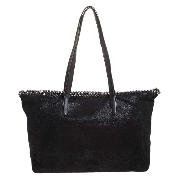 Pre Owned Stella McCartney Black Faux Leather Falabella Tote