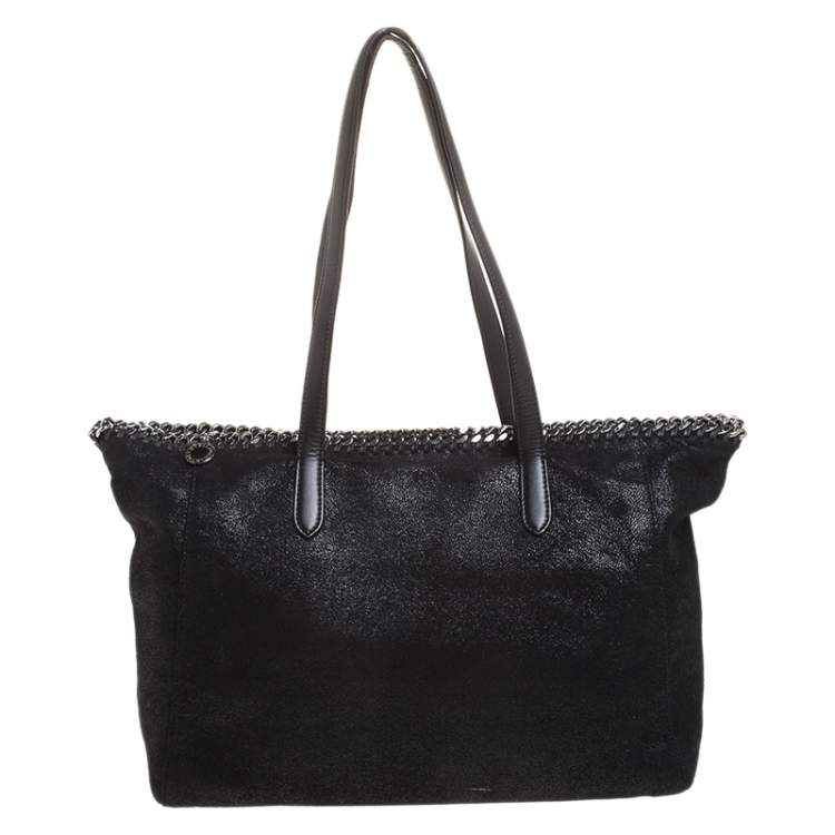 Pre Owned Stella McCartney Black Faux Leather Falabella Tote