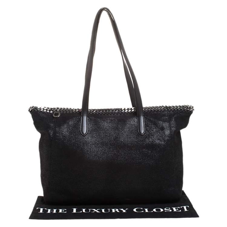 Pre Owned Stella McCartney Black Faux Leather Falabella Tote