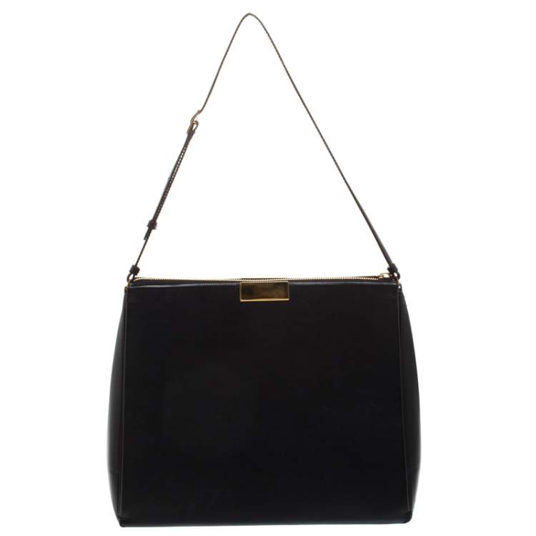 Pre Owned Stella McCartney Black Leather Round Zip Shoulder Bag