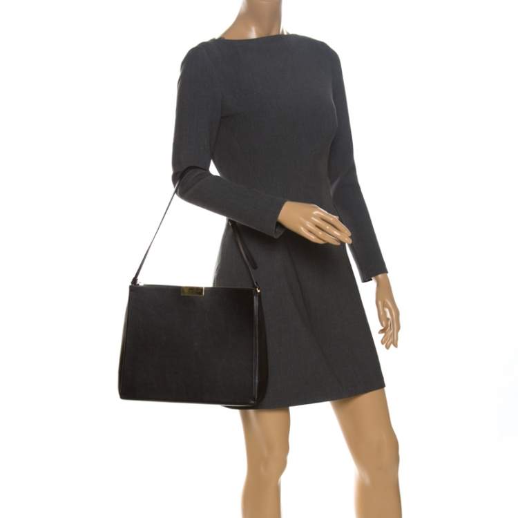 Pre Owned Stella McCartney Black Leather Round Zip Shoulder Bag
