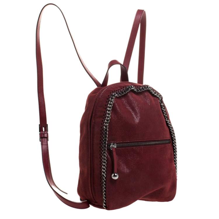 Pre Owned Stella McCartney Burgundy Faux Leather Falabella Backpack