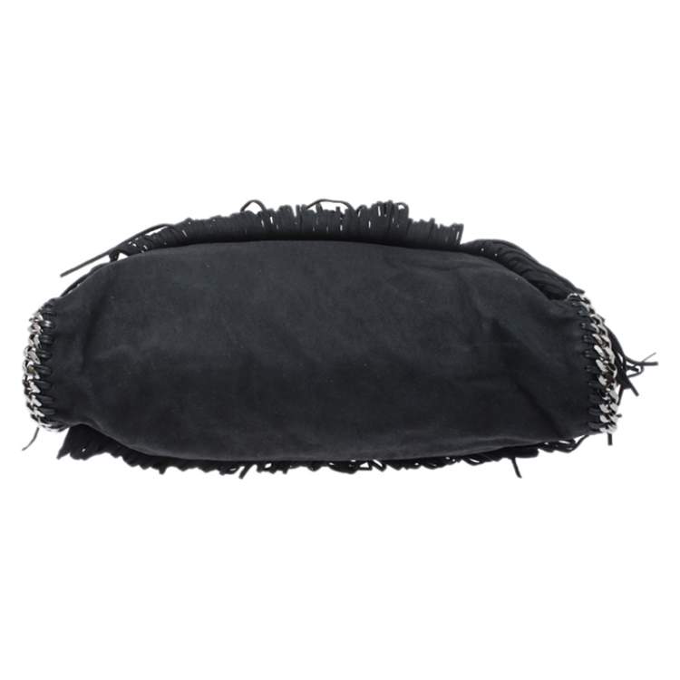 Pre Owned Stella McCartney Black Faux Suede Falabella Fringed Tote