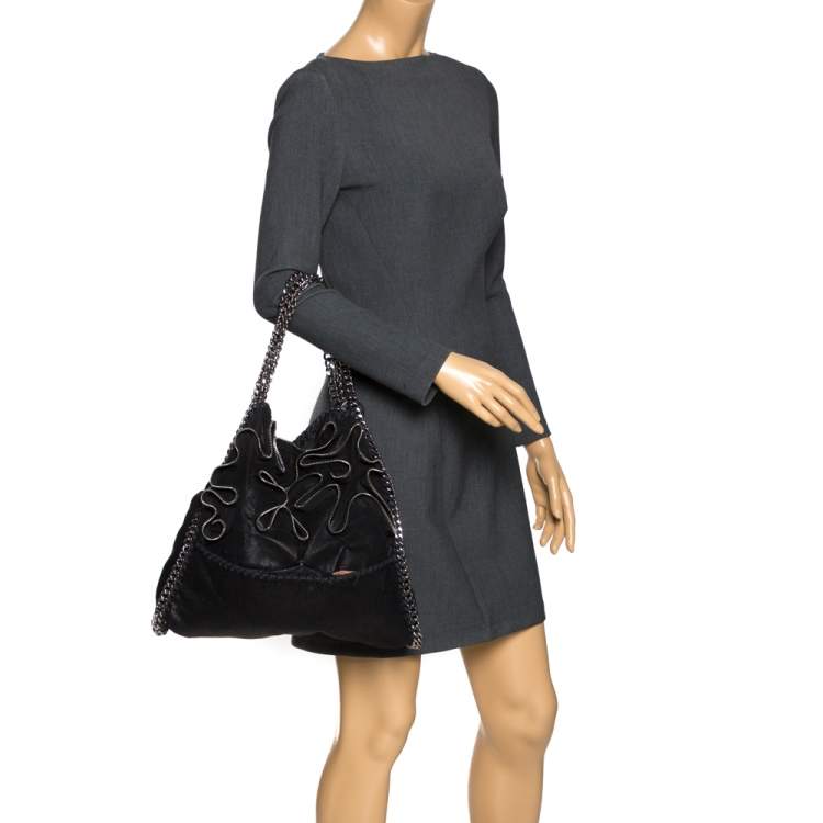 Pre Owned Stella McCartney Black Faux Leather Small Falabella Zipper Tote