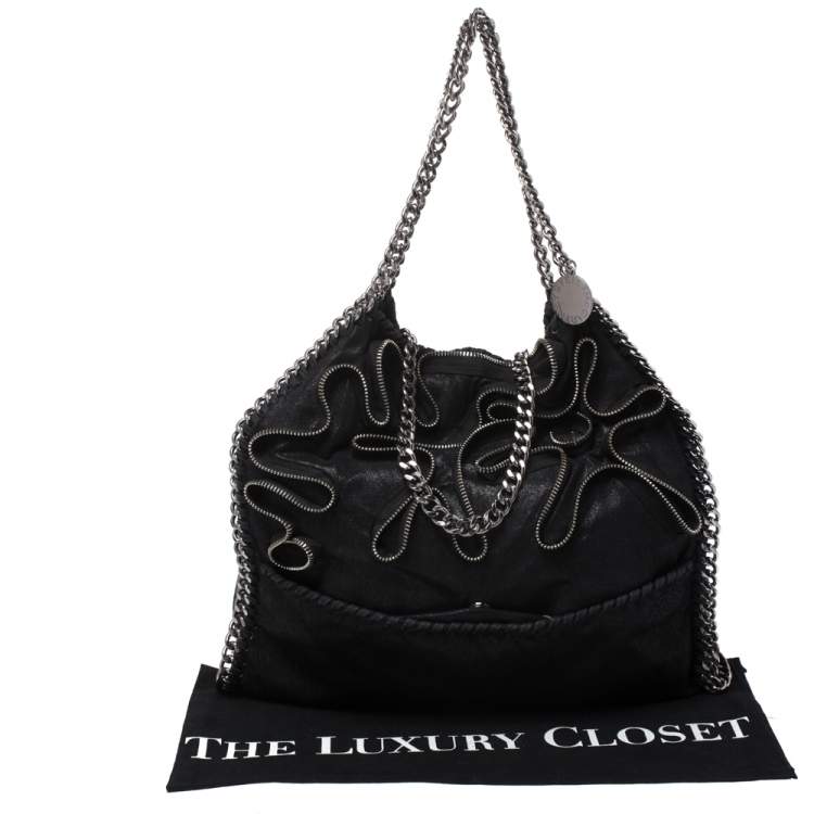 Pre Owned Stella McCartney Black Faux Leather Small Falabella Zipper Tote