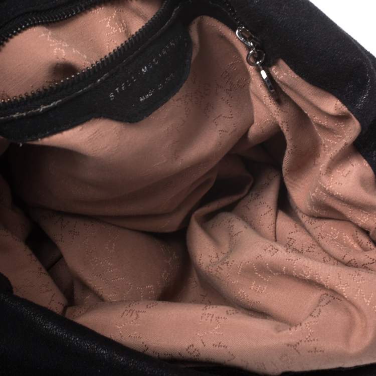 Pre Owned Stella McCartney Black Faux Leather Small Falabella Zipper Tote