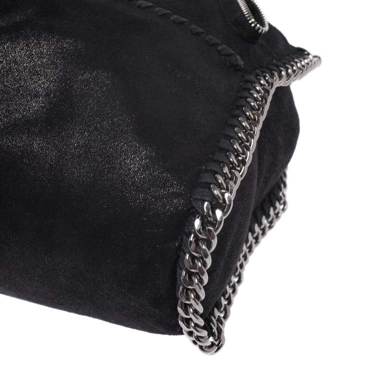 Pre Owned Stella McCartney Black Faux Leather Small Falabella Zipper Tote