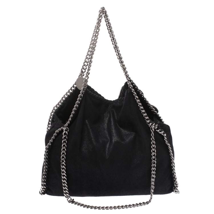 Pre Owned Stella McCartney Black Faux Leather Small Falabella Zipper Tote