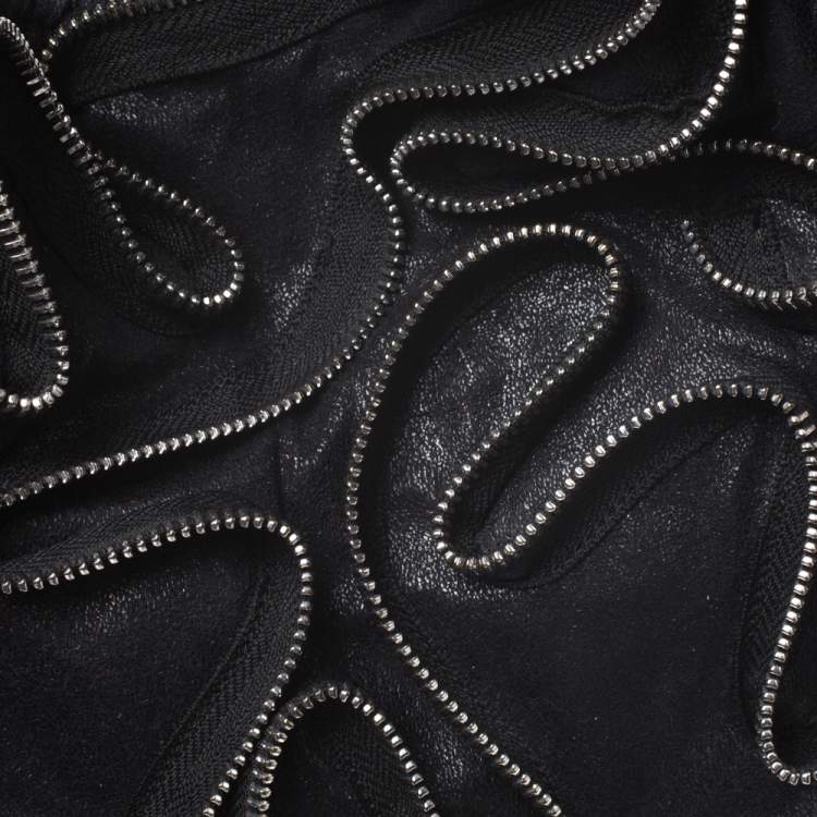 Pre Owned Stella McCartney Black Faux Leather Small Falabella Zipper Tote