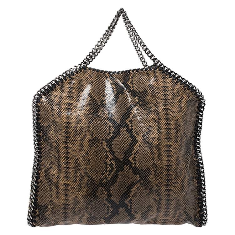 Pre Owned Stella McCartney Beige Faux Python Embossed Leather Falabella Tote 