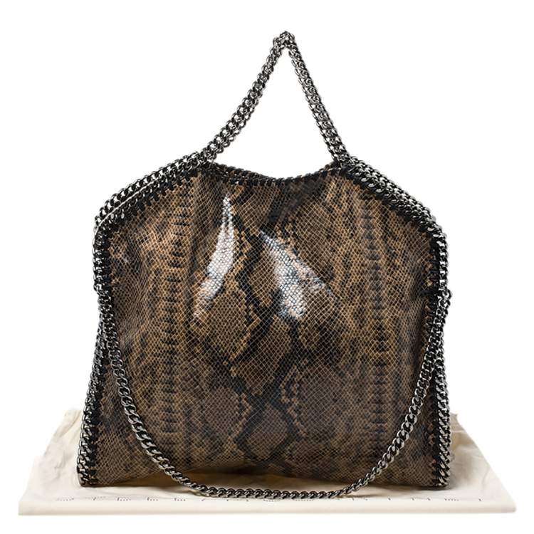 Pre Owned Stella McCartney Beige Faux Python Embossed Leather Falabella Tote 