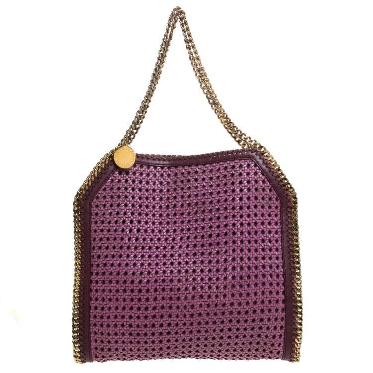 Pre Owned Stella McCartney Purple Woven Faux Leather Falabella Tote