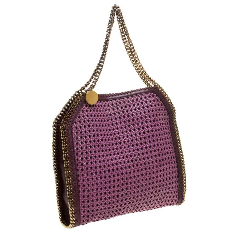 Pre Owned Stella McCartney Purple Woven Faux Leather Falabella Tote