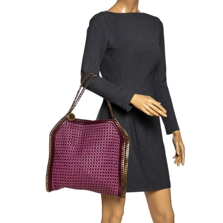 Pre Owned Stella McCartney Purple Woven Faux Leather Falabella Tote