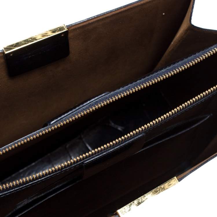 Pre Owned Stella McCartney Black Croc Embossed Leather Shoulder Bag