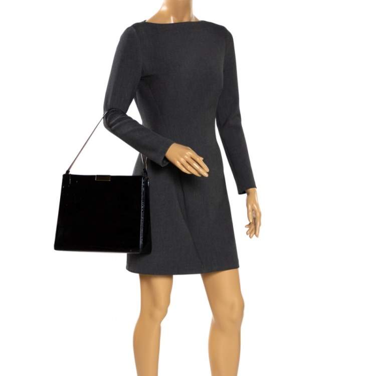 Pre Owned Stella McCartney Black Croc Embossed Leather Shoulder Bag