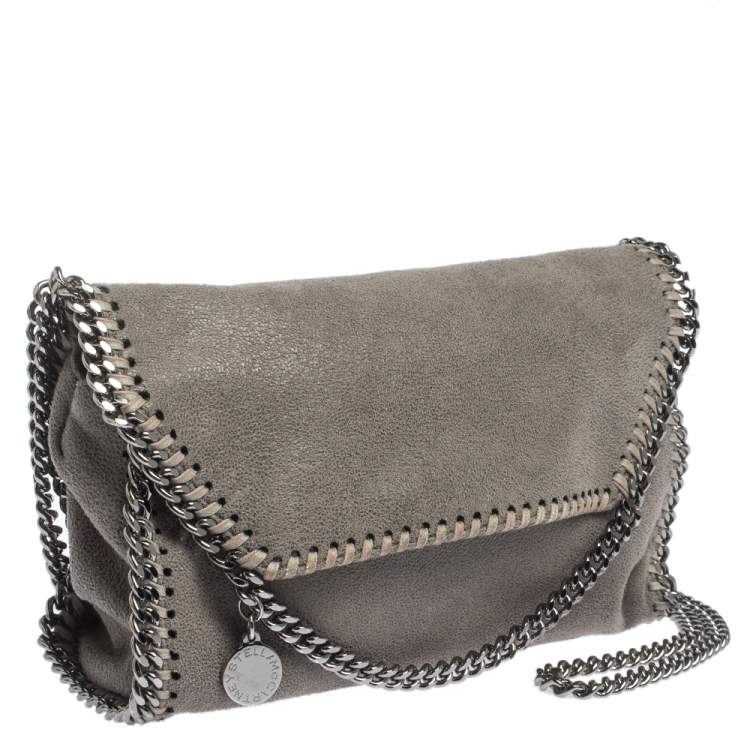 Pre Owned Stella McCartney Grey Faux Leather Falabella Flap Shoulder Bag