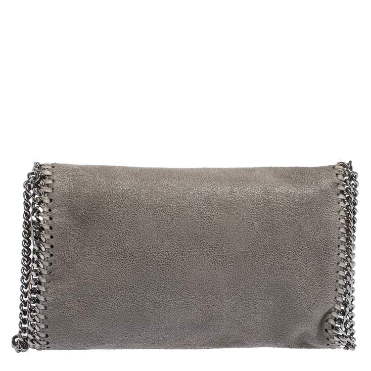 Pre Owned Stella McCartney Grey Faux Leather Falabella Flap Shoulder Bag